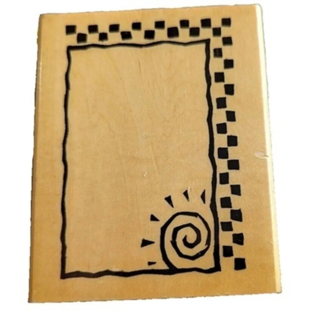 Anita's Arizona Frame Sun Checker Rubber Stamp Wood #B28